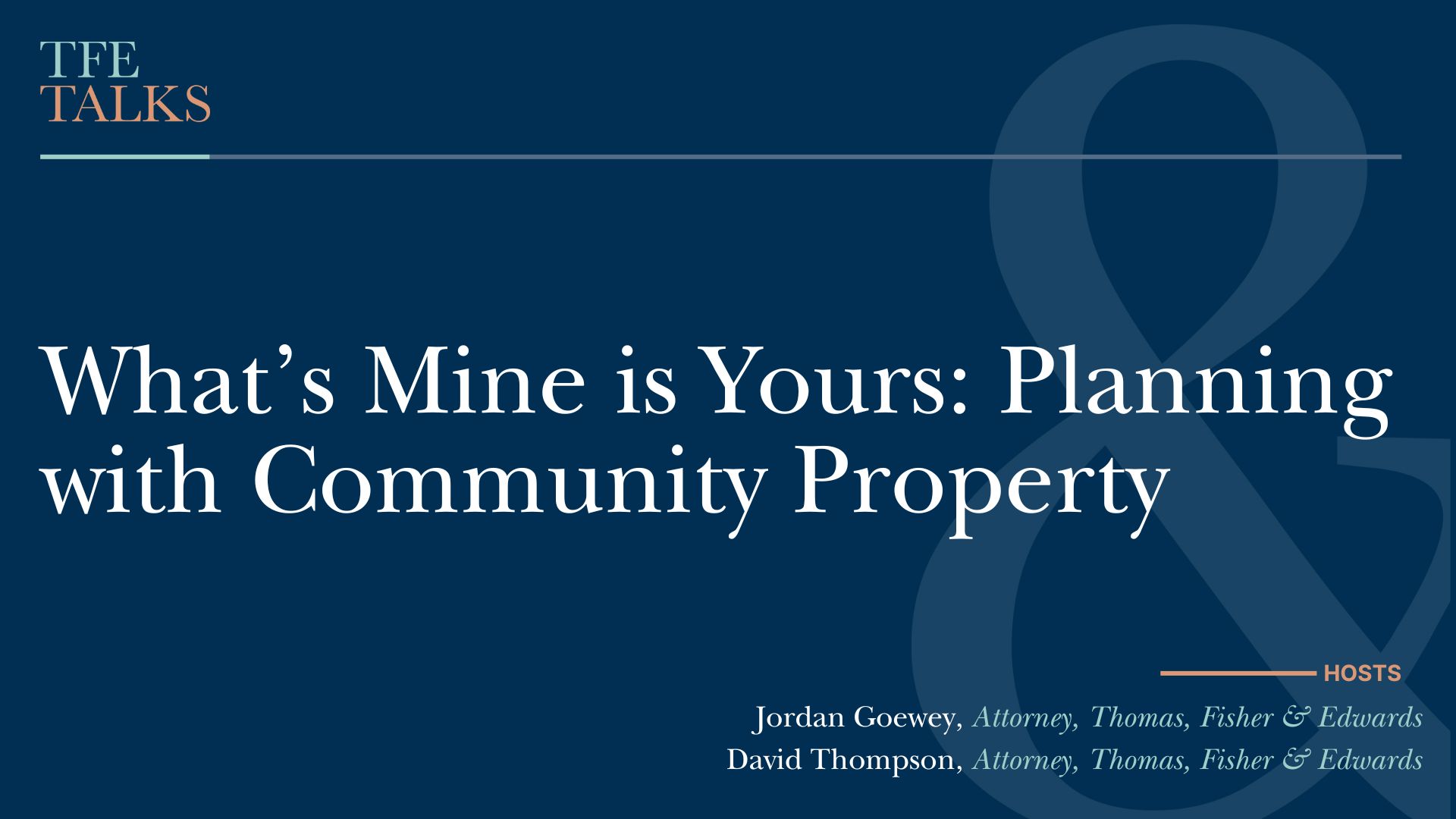 What’s Mine is Yours: Planning with Community Property